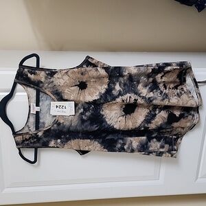 Tie-Dye Sleeveless Top - Black and Tan